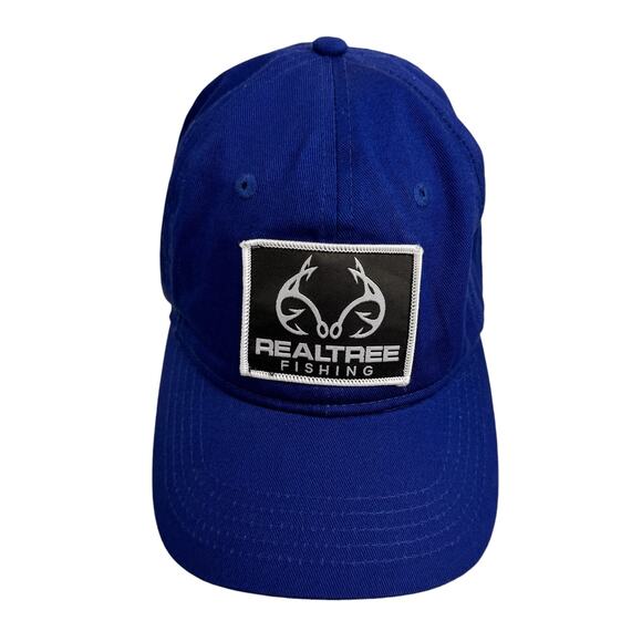 Men's Realtree Fishing Blue Cap Adjustable Back Logo Patch Cotton Trucker Hat OS - Picture 1 of 8